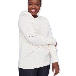 Cream Knit Crewneck Sweater - Women